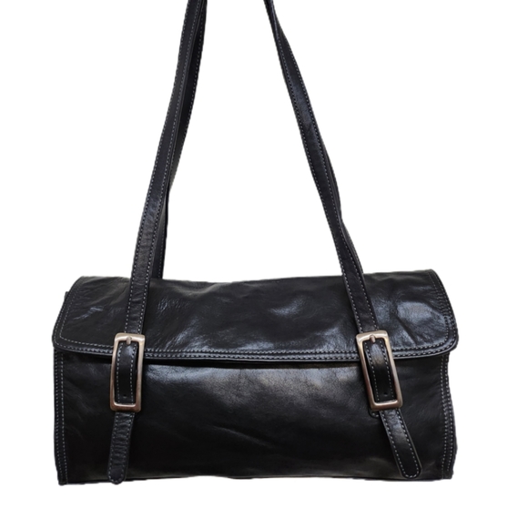 TIGNANELLO BLACK SOFT SUPPLE LEATHER SATCHEL TOTE BAG - Picture 2 of 11